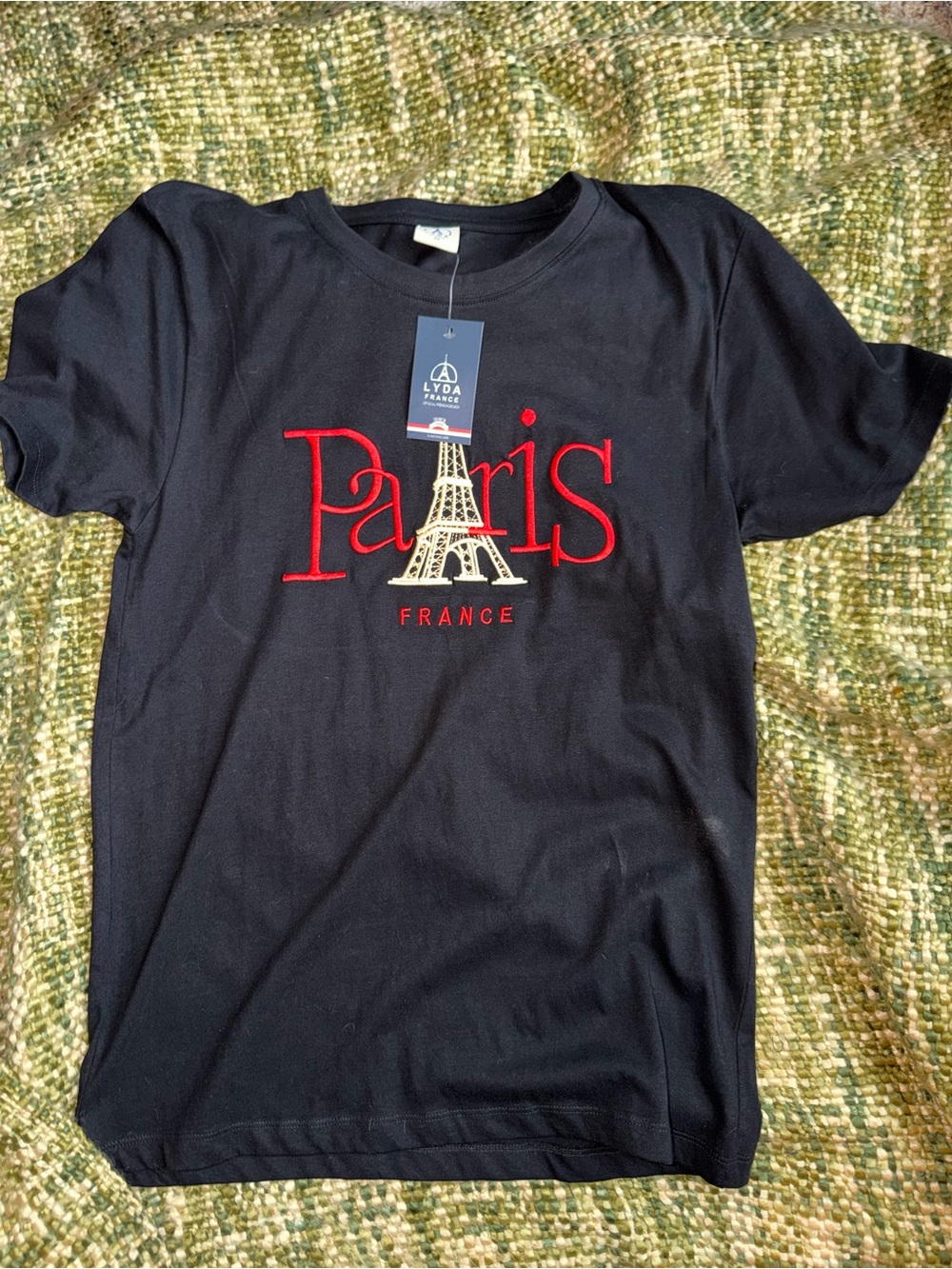 Lyda France T-shirt with embroidered Eiffel Tower and inscription Paris, France